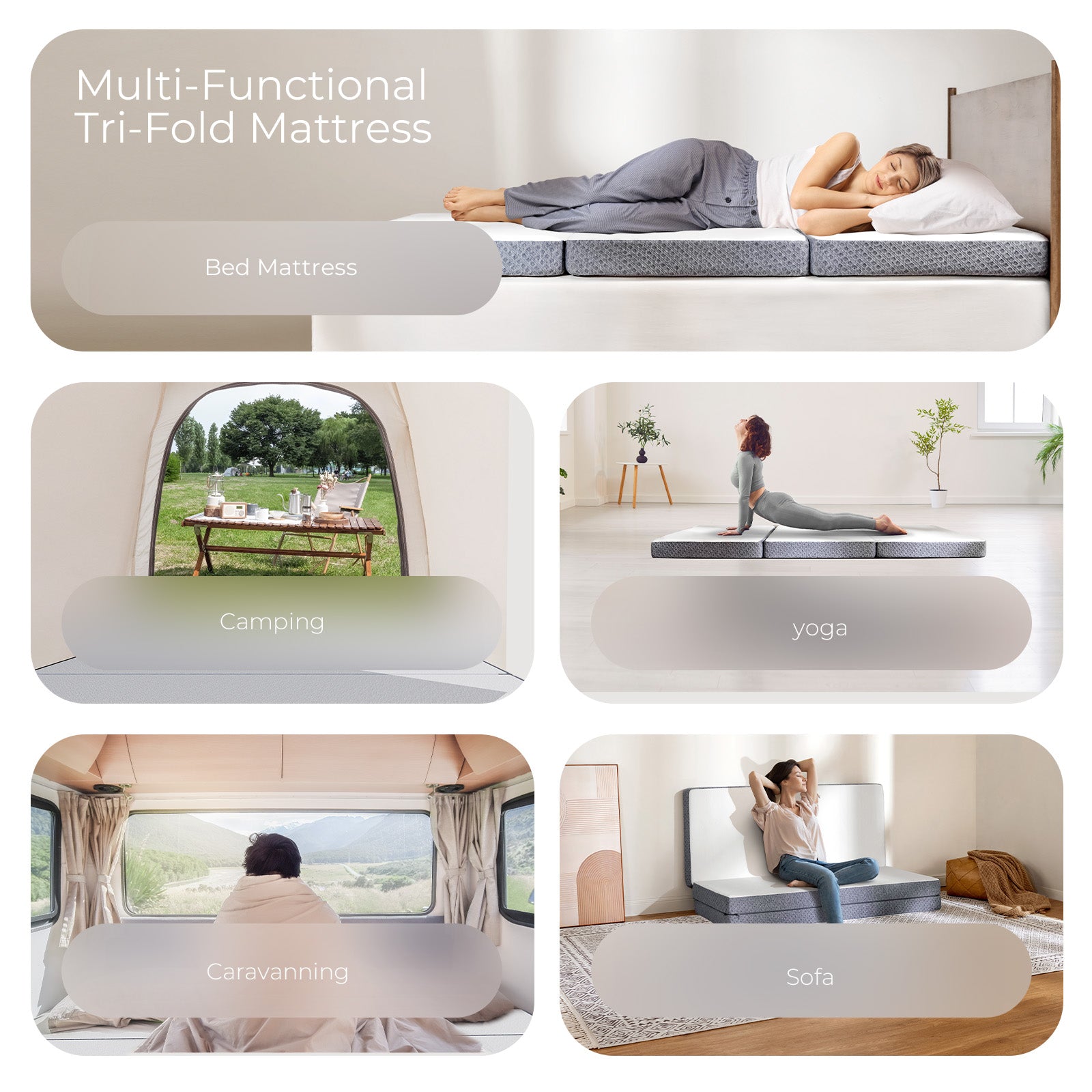 4-Inch Tri-Folding Mattress Topper