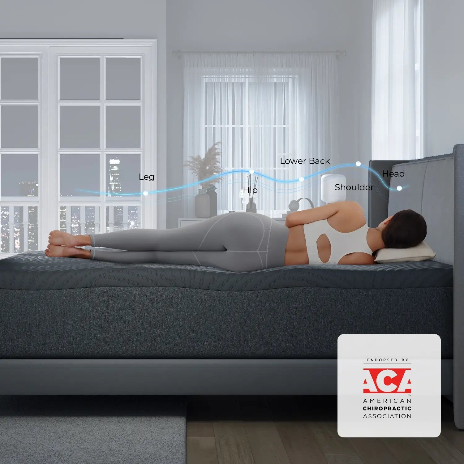 Person peacefully sleeping on SweetNight CoolNest mattress, highlighting ergonomic support for optimal comfort.