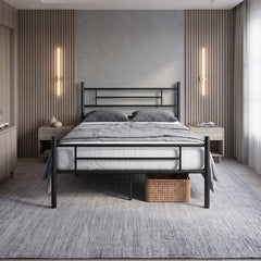 Modern Metal Bed Frame with Headboard & Footboard