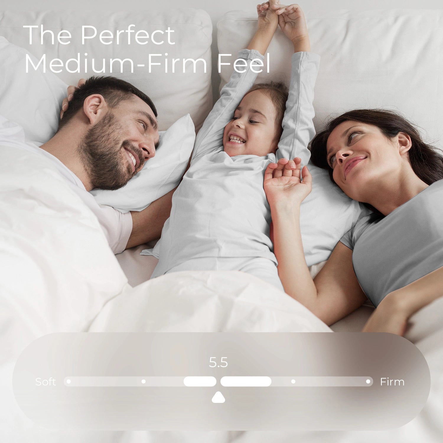 SweetNight Twilight mattress family enjoys perfect medium-firm feel, rating 5.5 for ideal comfort and support.