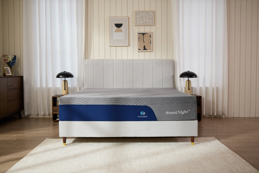 SweetNight CoolNest cooling mattress showcasing 2025 sleep technology innovations with temperature regulation in modern bedroom setting