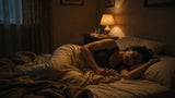 Restless sleeper tossing in a warm bedroom, showing how heat disrupts sleep quality