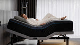 Modern bedroom with an adjustable bed raised at the head and foot in soft morning light, illustrating how long adjustable beds last