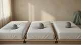 Three mattresses showing soft, medium and firm compression side by side for comparison