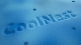 PCMflux High Resilience Foam with the CoolNest logo imprinted in its ventilated blue foam surface