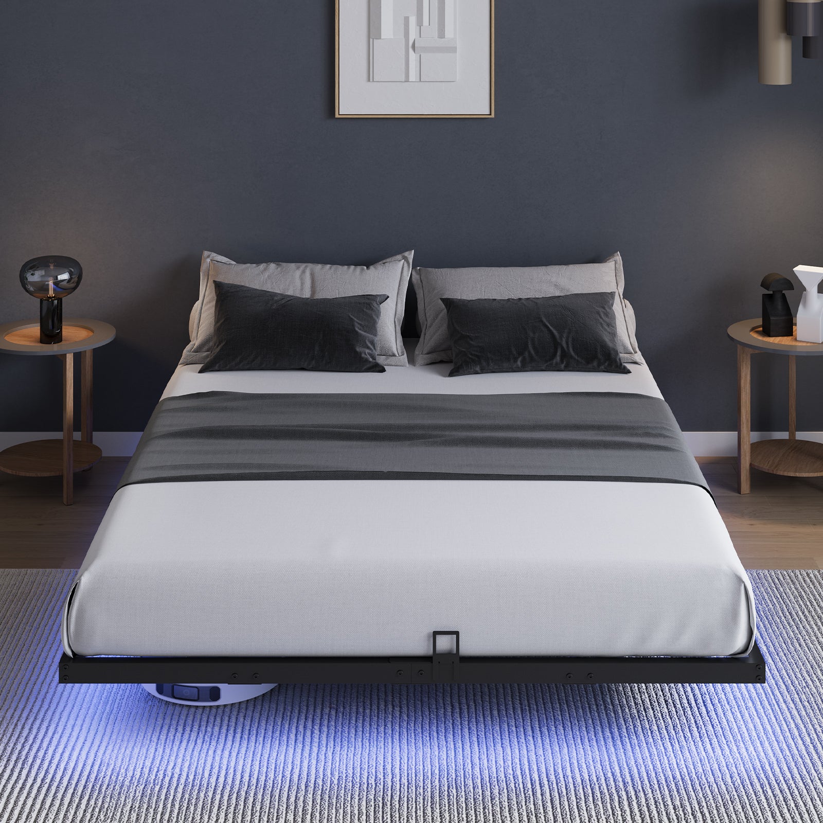 Floating Bed Frame with LED Lights
