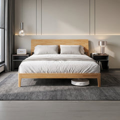 Solid Wood Platform Bed Frame with Adjustable Headboard