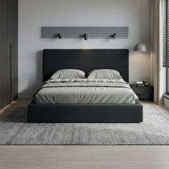 Corduroy Upholstered Cloud Platform Bed Frame with Headboard