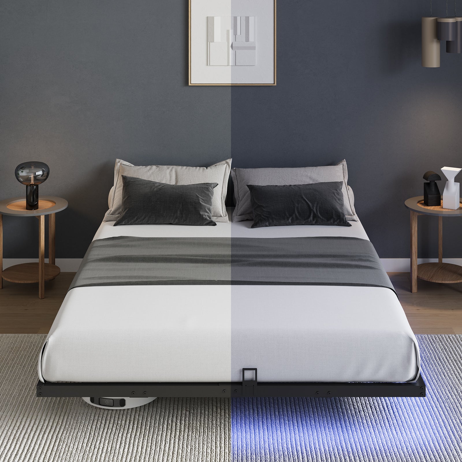 Floating Bed Frame with LED Lights