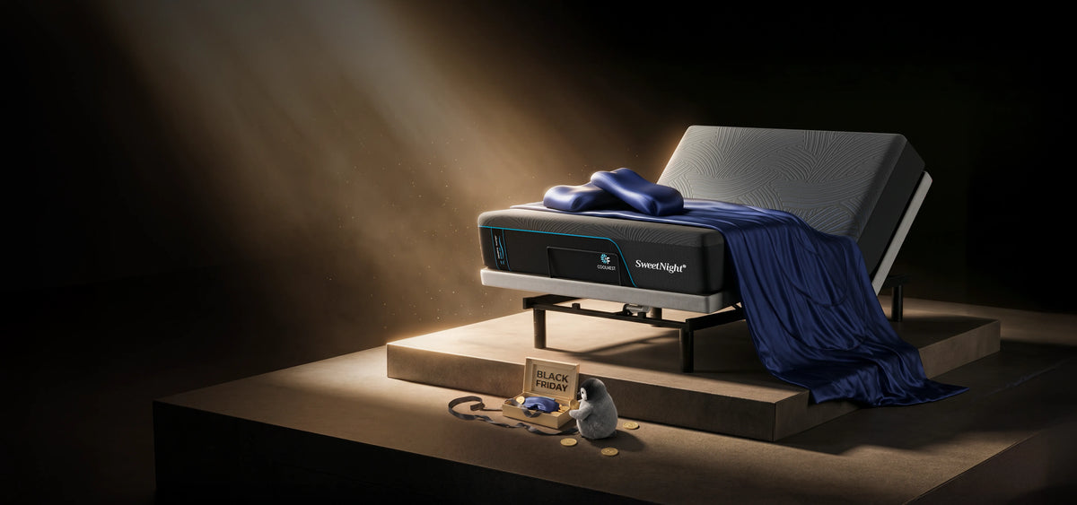SweetNight Black Friday mattress on an adjustable base