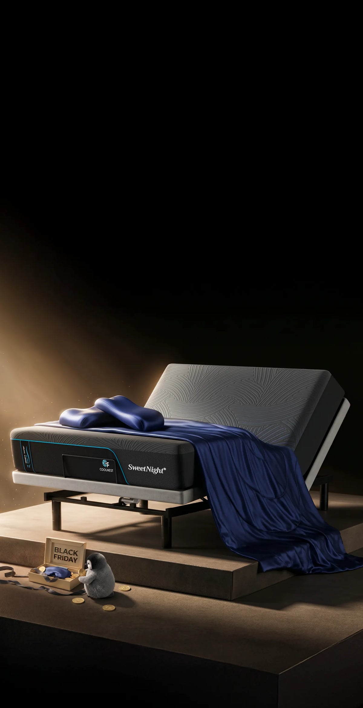 SweetNight Black Friday mattress on an adjustable base